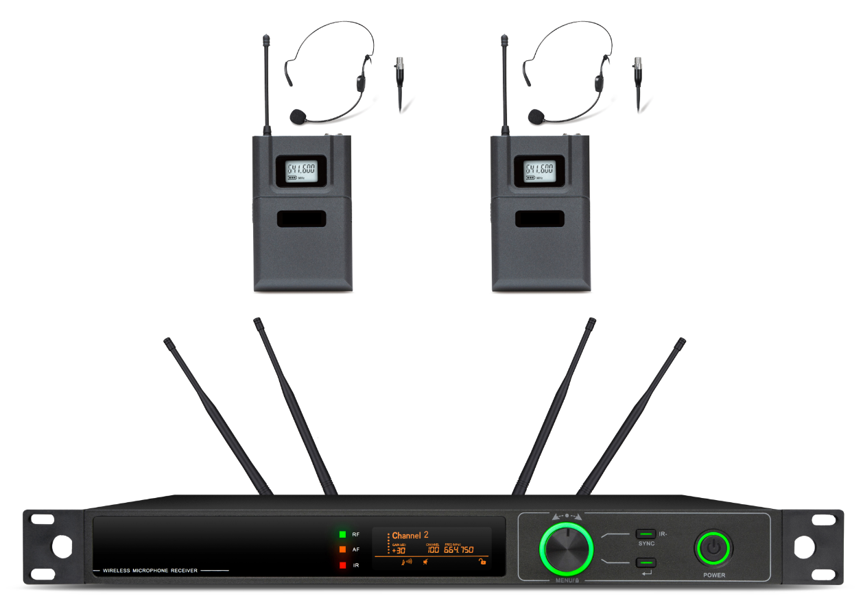 真分集U段一拖二无线话筒（头戴式） UH03-T