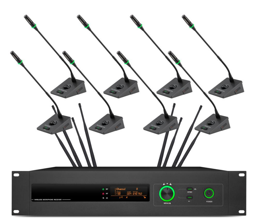 真分集U段一拖八无线话筒（桌面式，鹅颈） UH08-ZA